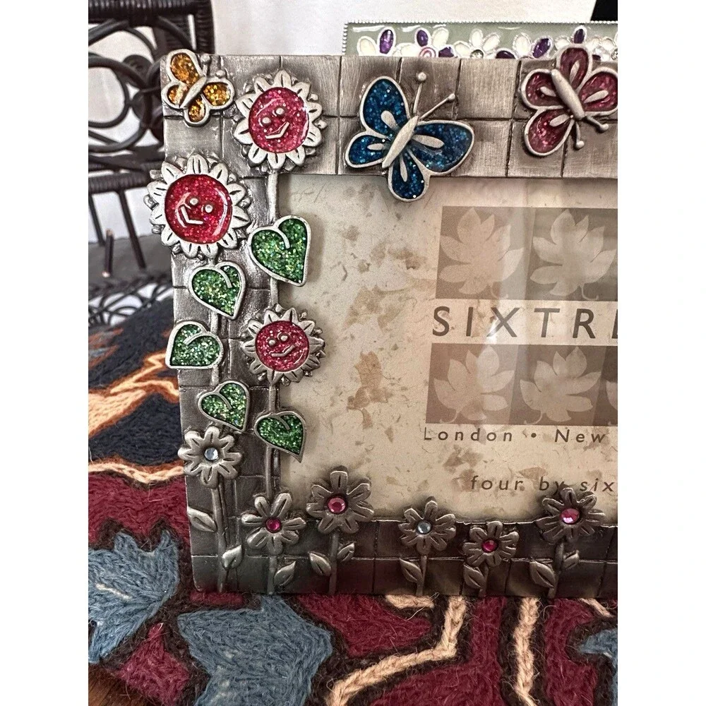 Whimsical Girl Butterfly Sixtrees  Photo Frame Enamel Jeweled 6X4